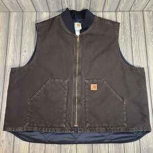 Carhartt Arctic Quilted Vest Dark Brown Workwear Chore Outdoor Sz 3XL V02 DKB